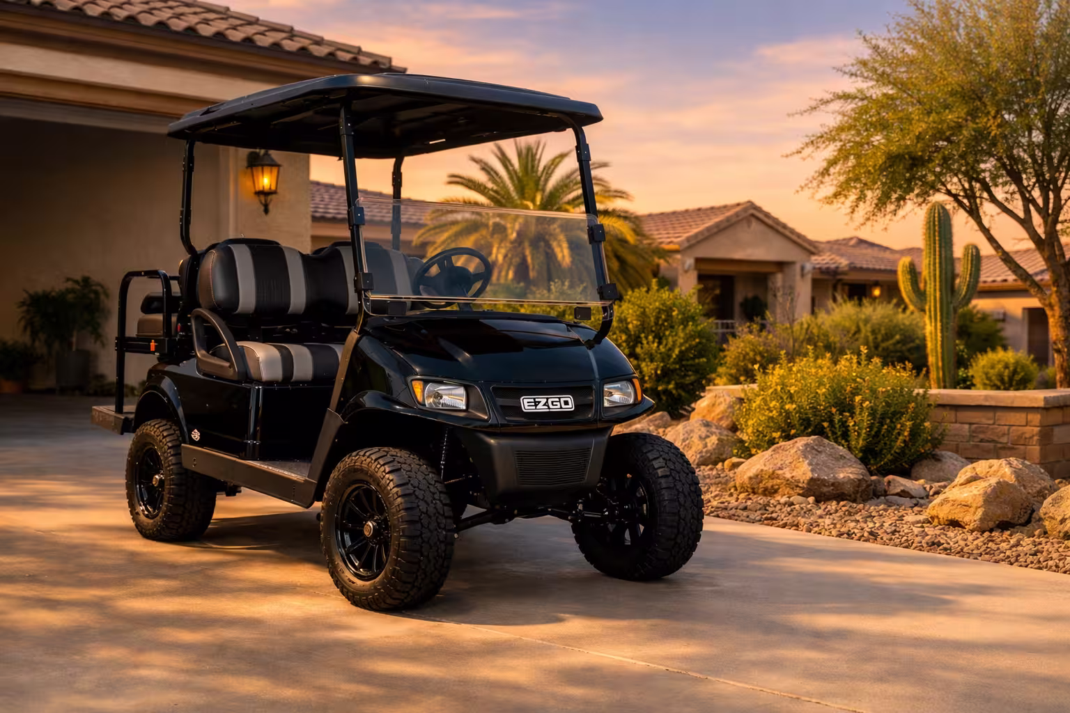 State 48 Golf Cart parked outdoors